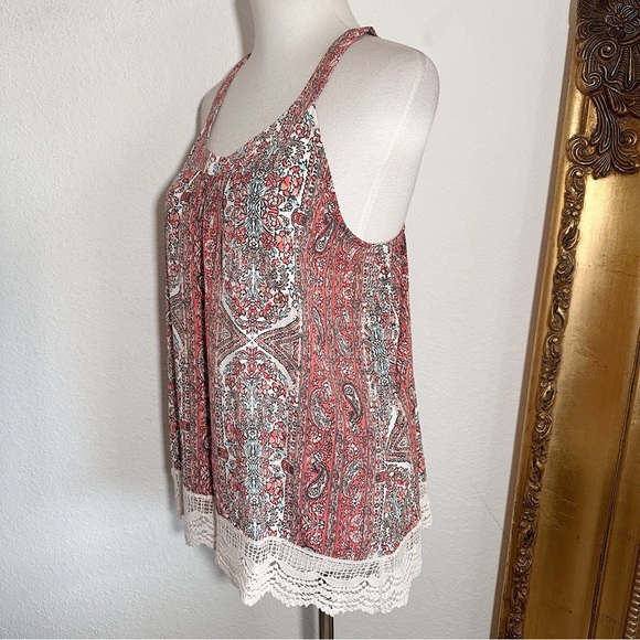 NWT Zoe & Rose Band of Gypsies Open Back Tank Top Ivory/Coral Size Medium $34 - Picture 3 of 8
